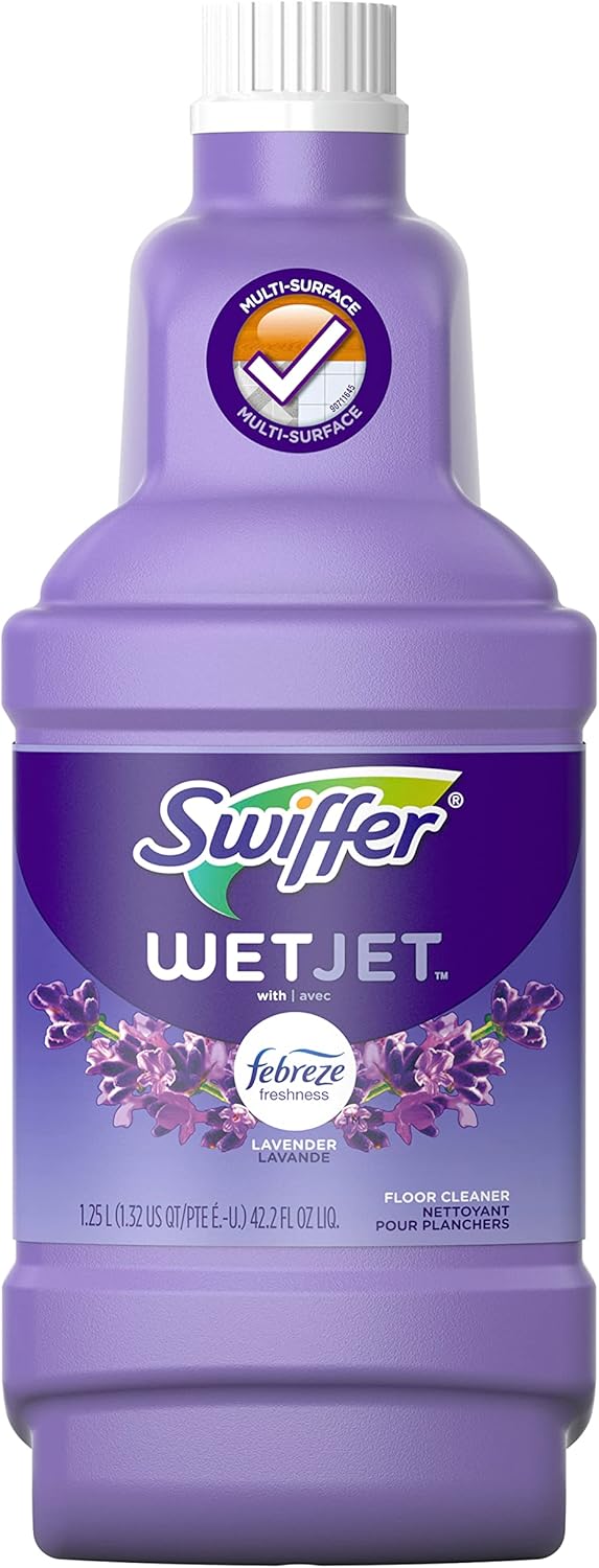 Swiffer Floor Cleaner Solution Refill - Lavender Scent, 42.2 Fl Oz | Pack of 4 Bottles