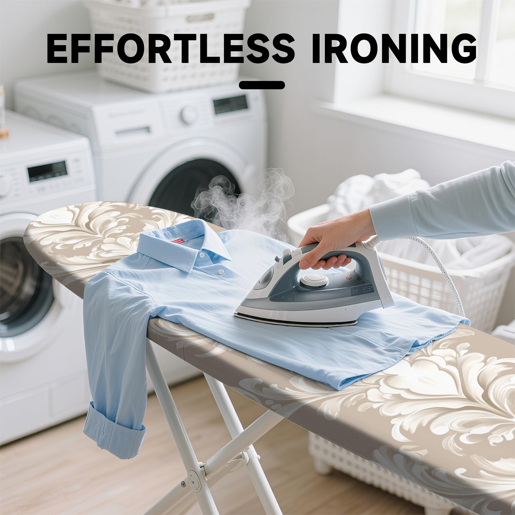 Ironing Board Cover 15"x54" Standard Size Replacement Thick Iron Board Covers Heavy Duty Non-Slip Board Cover Fitted with Elastic Edges and Velcro Straps