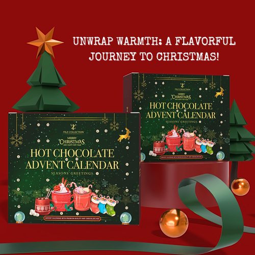 Hot Chocolate Advent Calendar 2025 - Gourmet Selection of 24 Luxury Flavors | Perfect Gift for All Ages