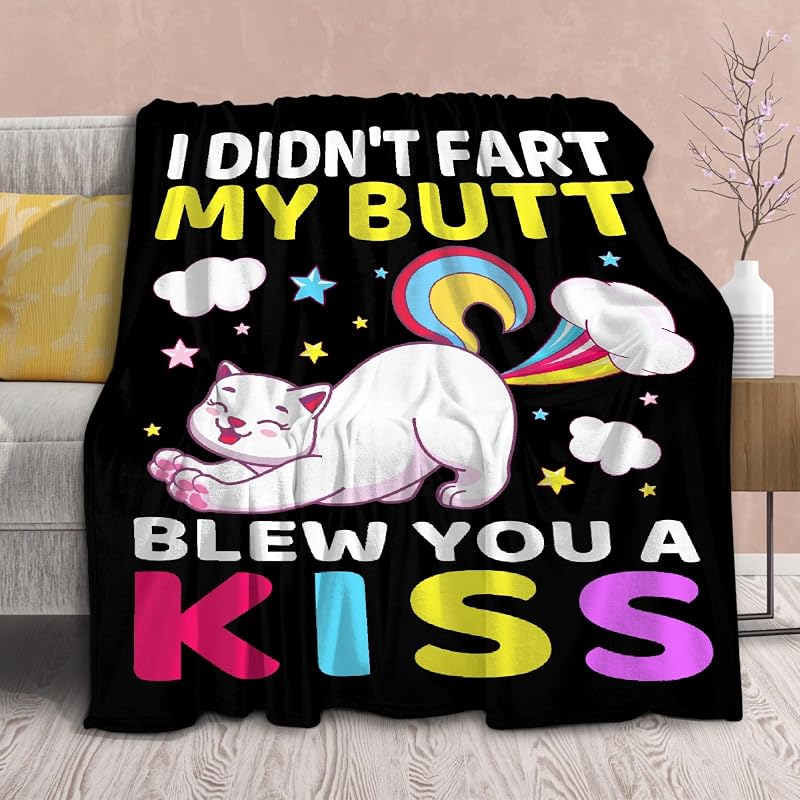 Funny Cat Blanket Gift 40x50in - Flannel Throw for Teens & Adults - Cat Lover Gift (Variation: Cat Funny+Kids-40x50in)