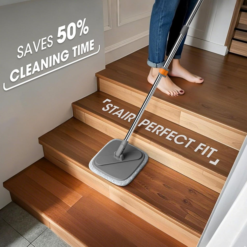 Skiennix Spin Mop and Bucket Set - Deep-Cleaning System with Separate Dirty Water | Versatile for Floors & Walls