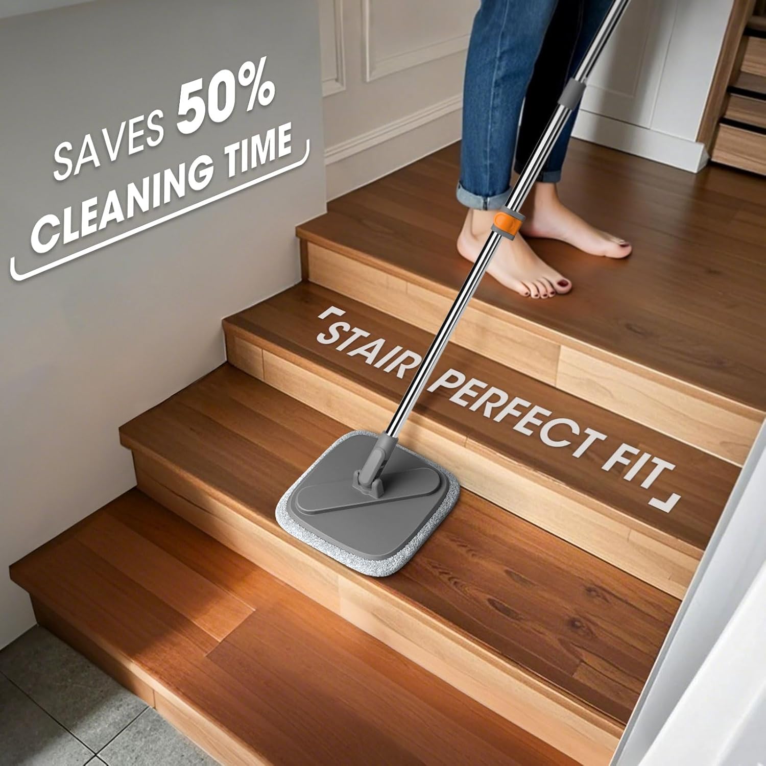 Skiennix Spin Mop and Bucket Set - Deep-Cleaning System with Separate Dirty Water | Versatile for Floors & Walls