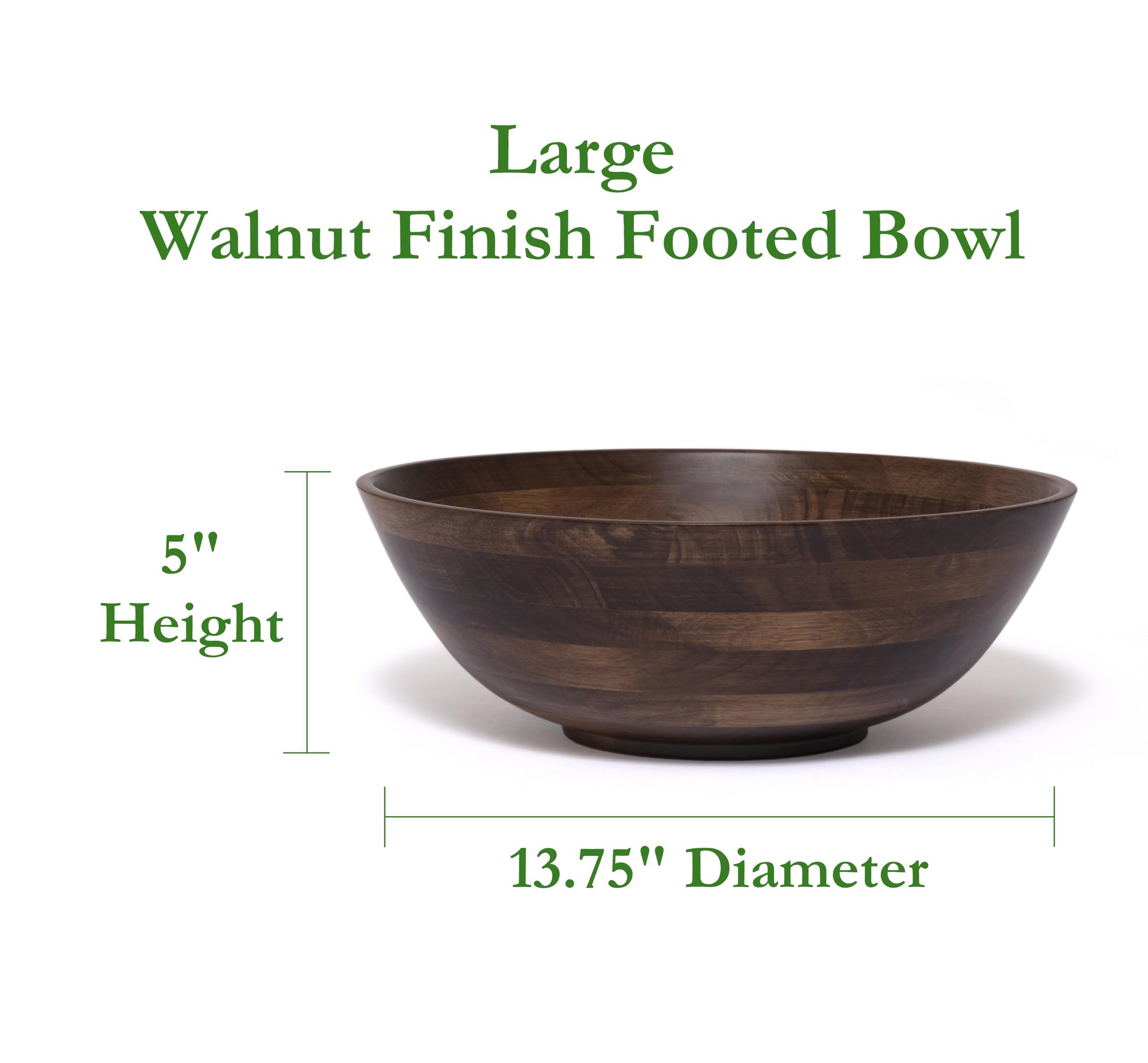 Lipper International Walnut finished 14" Salad Bowl, Large - Single Bowl (274WN)
