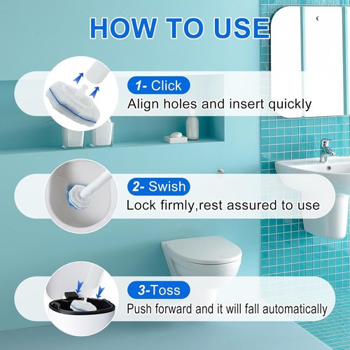 Clorox Disposable Toilet Brush Set - Includes 30 Refill Wand Heads for Effortless Cleaning