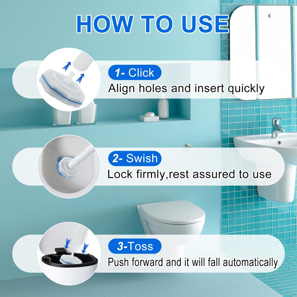 30 Count Toilet Bowl Wand Refills for Clorox, Disposable Toilet Bowl Wand Refill Compatible with Clorox Toilet Bowl Wand Clean System, Upgrade Fiber Bowl Cleaner Brush for Closestool Cleaning.