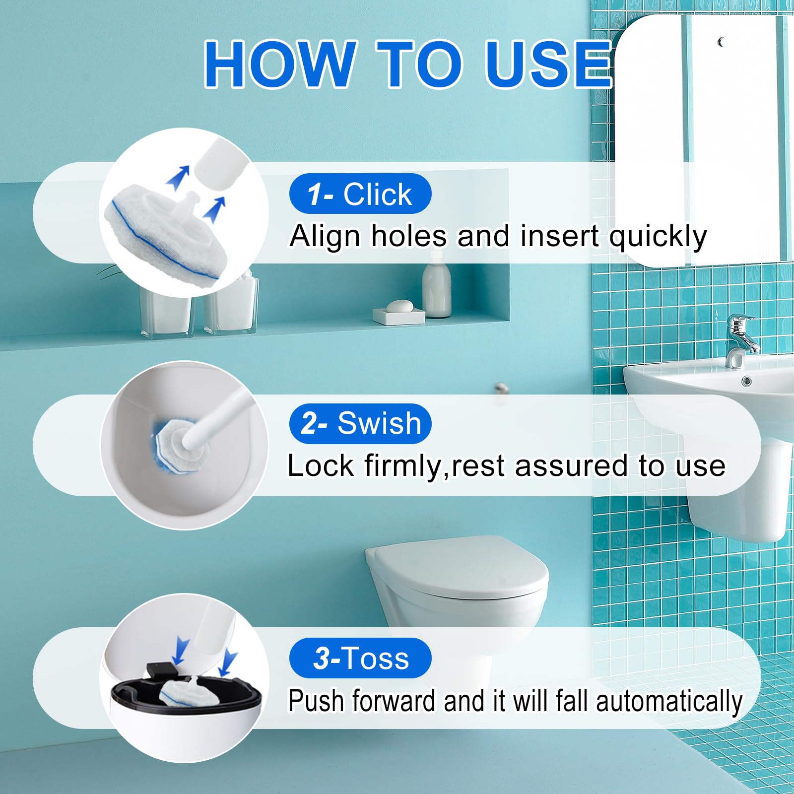 30 Count Toilet Bowl Wand Refills for Clorox, Disposable Toilet Bowl Wand Refill Compatible with Clorox Toilet Bowl Wand Clean System, Upgrade Fiber Bowl Cleaner Brush for Closestool Cleaning.