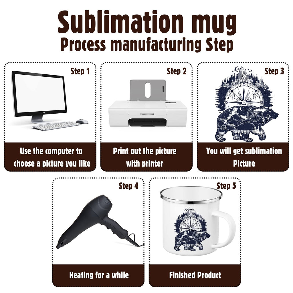 Mimorou 12 Pack Sublimation White Blanks Enamel Coffee Mug Set, 12 oz Camping Outdoor Tea Camp Drinking Cups Travel Metal Skinny Mug with Silver Rim for Party Gifts Picnic Office Home Use