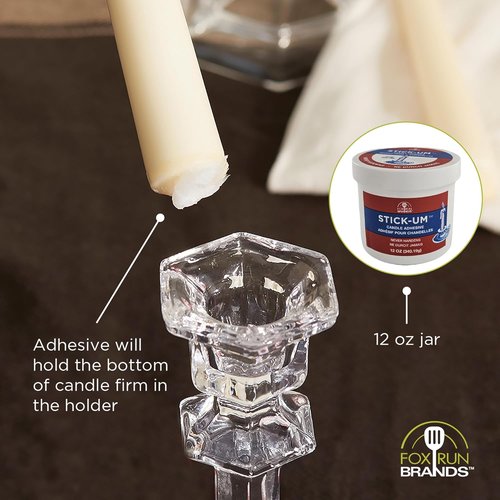 Fox Run Candle Adhesive - 12 Ounces of Stick-Um Candle Holder Dots for Secure Placement