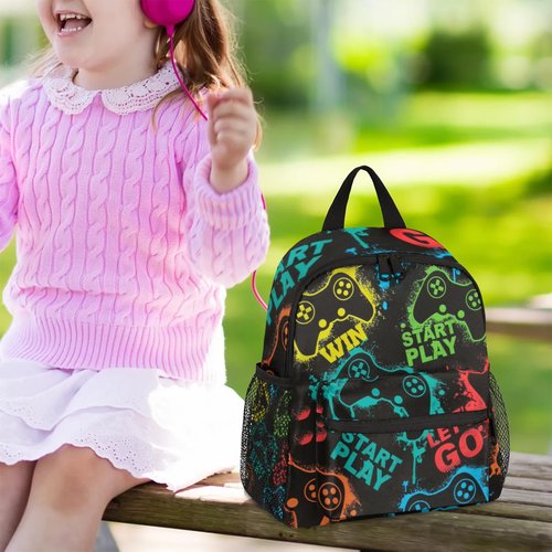 SinSenMa Game Joystick School Backpack for Kids,Waterproof Small Preschool Backpacks Kindergarten Elementary Lightweight Toddler Backpack Little Bookbag