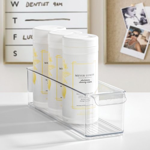 iDesign Stackable Fridge or Freezer Storage Bin with Front Handle, Set of 6, Clear, Made in the USA