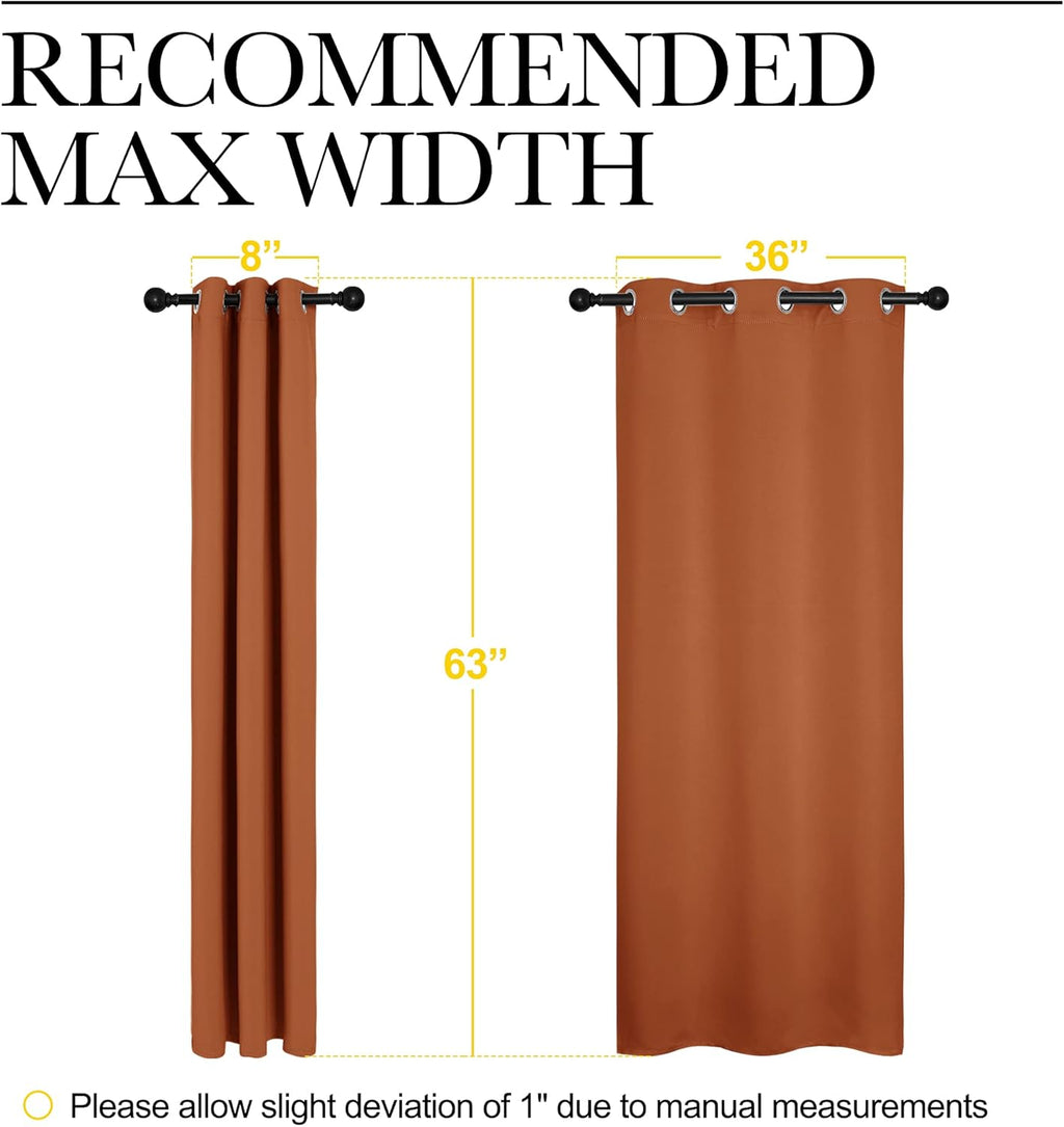 NICETOWN Blackout Curtains - Thermal Insulated Privacy Drapes for Windows | Burnt Orange, 42 x 63 Inches