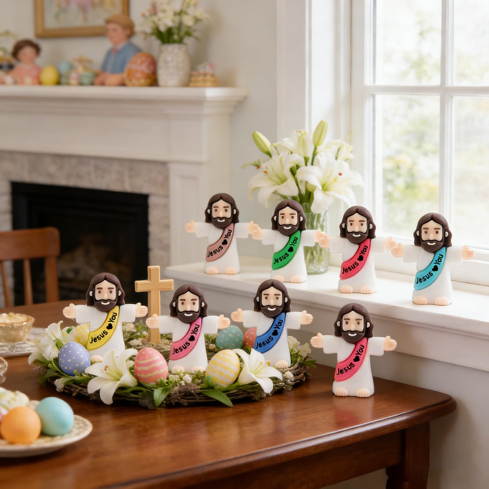 Owurha 100PCS Little Jesus Figures Mini Jesus Love You Figures Original Design Tiny Jesus Figurines in Bulk to Hide and Seek Religious Party Favors Sunday School Baptism Gifts Easter Egg Stuffers