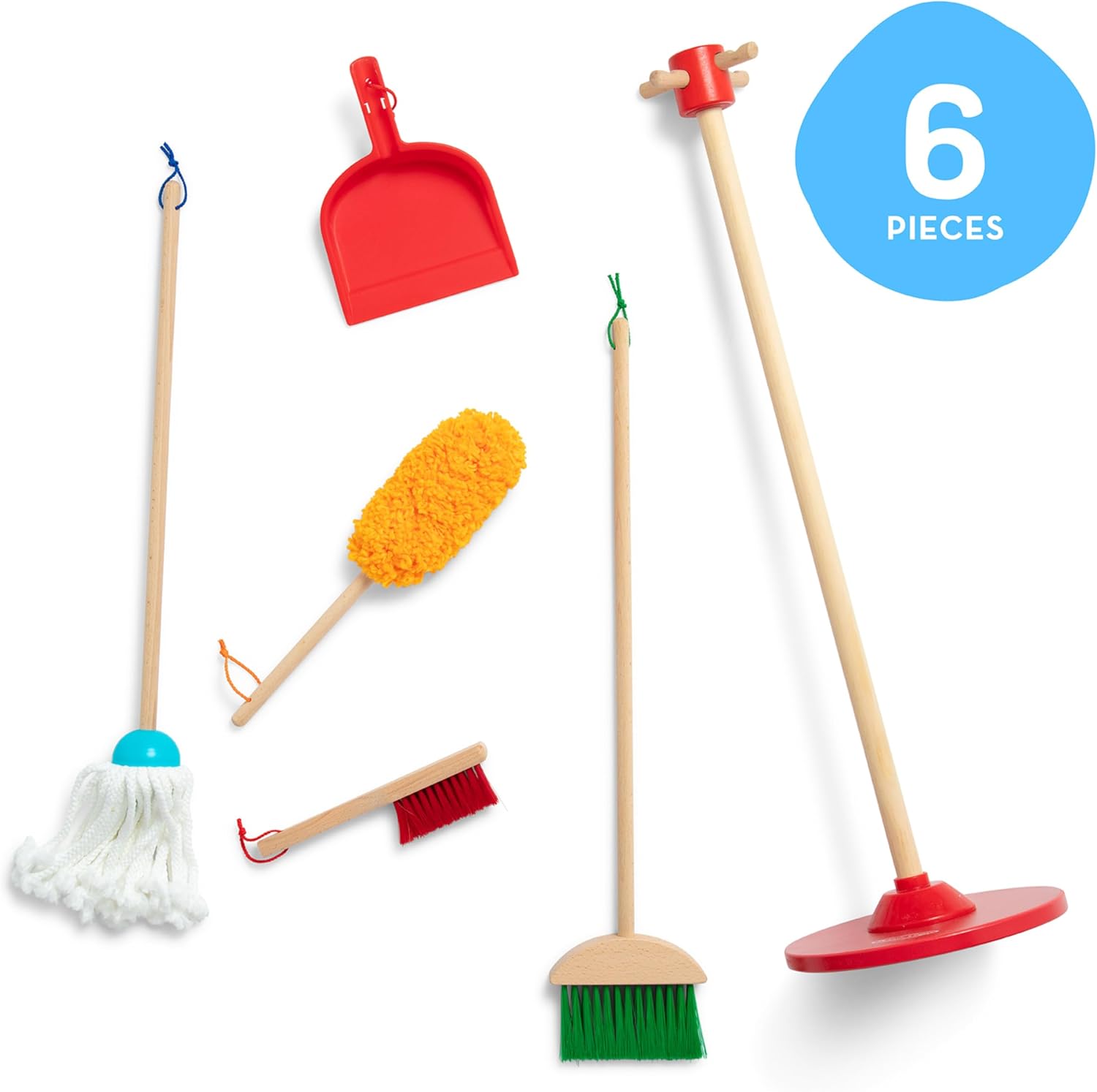 Melissa & Doug Toddler Cleaning Set - 6-Pc. Dust Sweep Mop with Broom & Accessories for Kids 3+