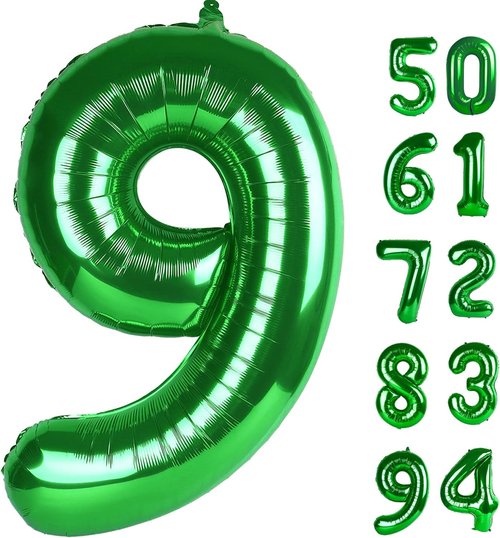 Green 9 Balloon - 40 Inch Giant Number Balloon for 9th Birthday Decorations | Perfect for Boys and Girls