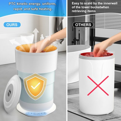 Carry360 Towel Warmer for Bathroom, Upgrade 24L Capacity Silicone Foldable Towel Warmer Bucket with Timer, Remote Control & Auto Shut Off, Fits 3 Oversized 35”X 70” Towels, Blanket, Bathrobes