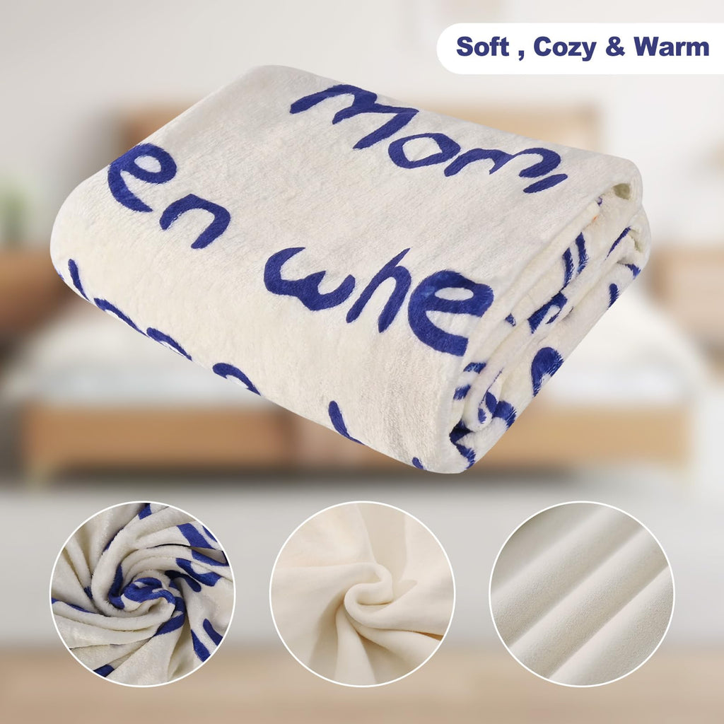 60 x 50 Inches Flannel Blanket for Mom Ultra-Soft Cozy Throw with Heartfelt Message Mother’s Day Birthday from Daughter or Son, Warm Decorative Sofa Blanket