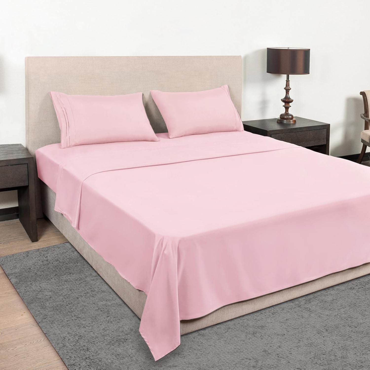 Mejoroom Queen Size Sheet Set - Luxury 1800 Thread Count Bedding | Soft, Breathable, Deep Pocket - 4 Piece (Blush Pink)