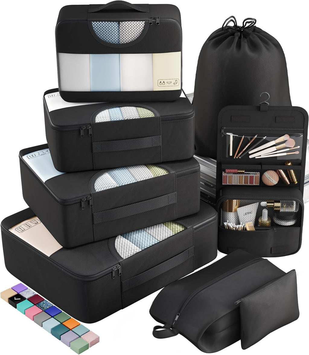 OlarHike 48QT Storage Bins - 3 Pack with 8 Packing Cubes for Organized Travel & Home Use
