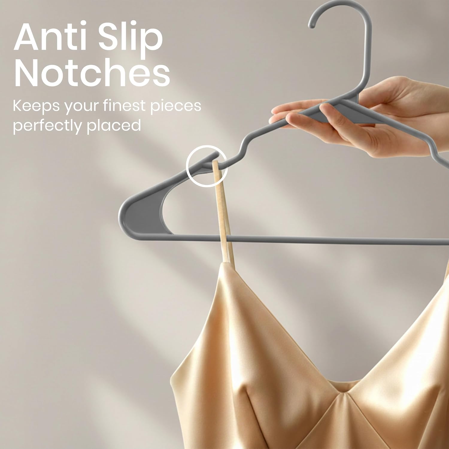 Utopia Home Plastic Hangers 50 Pack - Durable Space-Saving Clothes Hangers - Grey Closet Organizers