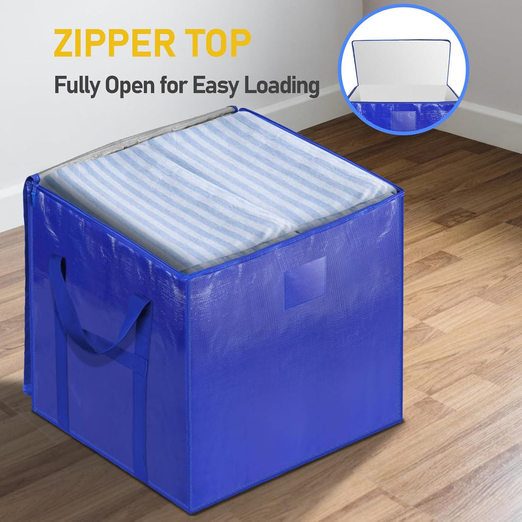 TICONN Extra Large Moving Bags - Heavy-Duty Storage Totes with Zippers & Handles | 75 Gallon, 4 Pack