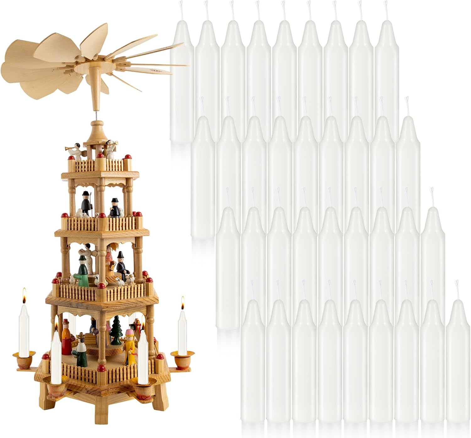 Nuanchu Christmas Tree Candles - 36 Pcs Traditional Wax Candles for Holiday Decor | 4 x 0.8 Inches (White)