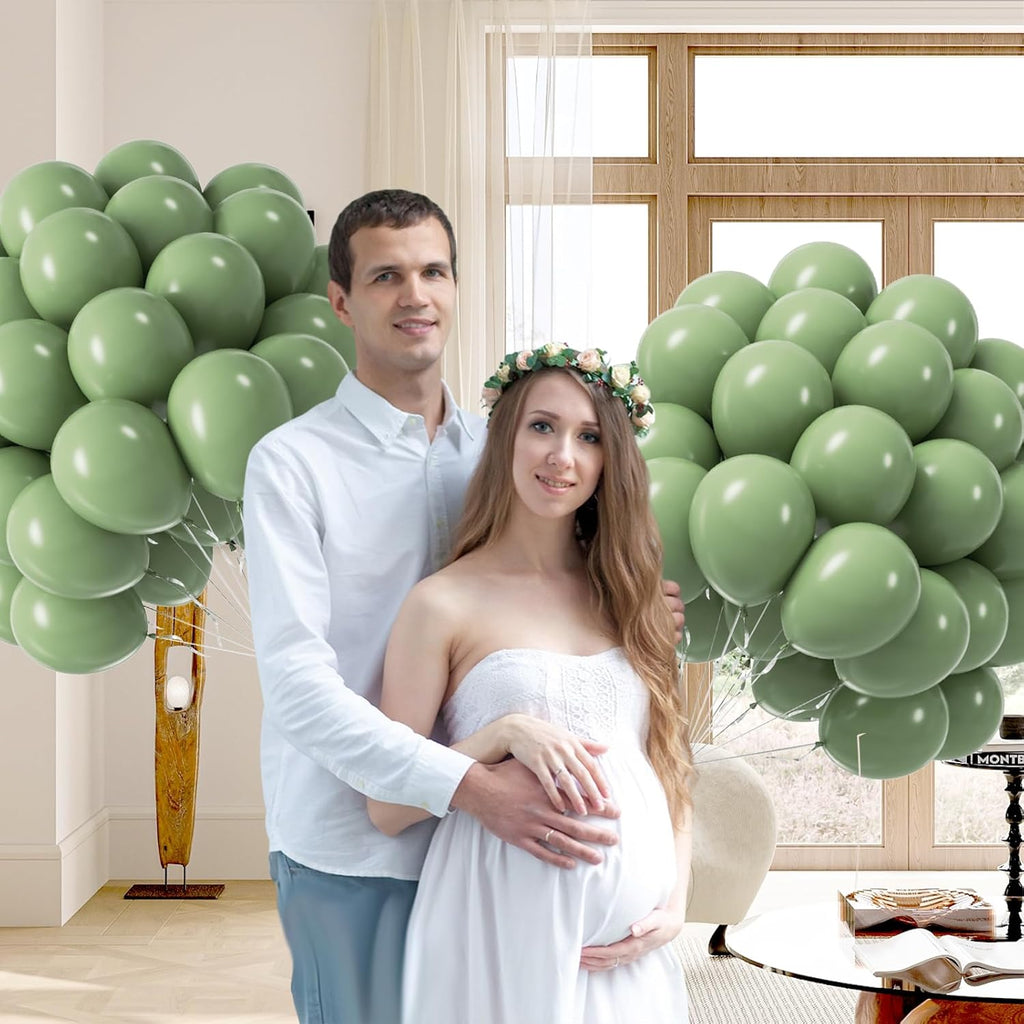 Sage Green Balloons - 12 Inch Light Pastel Latex Balloons | 50 Pack for Weddings & Parties