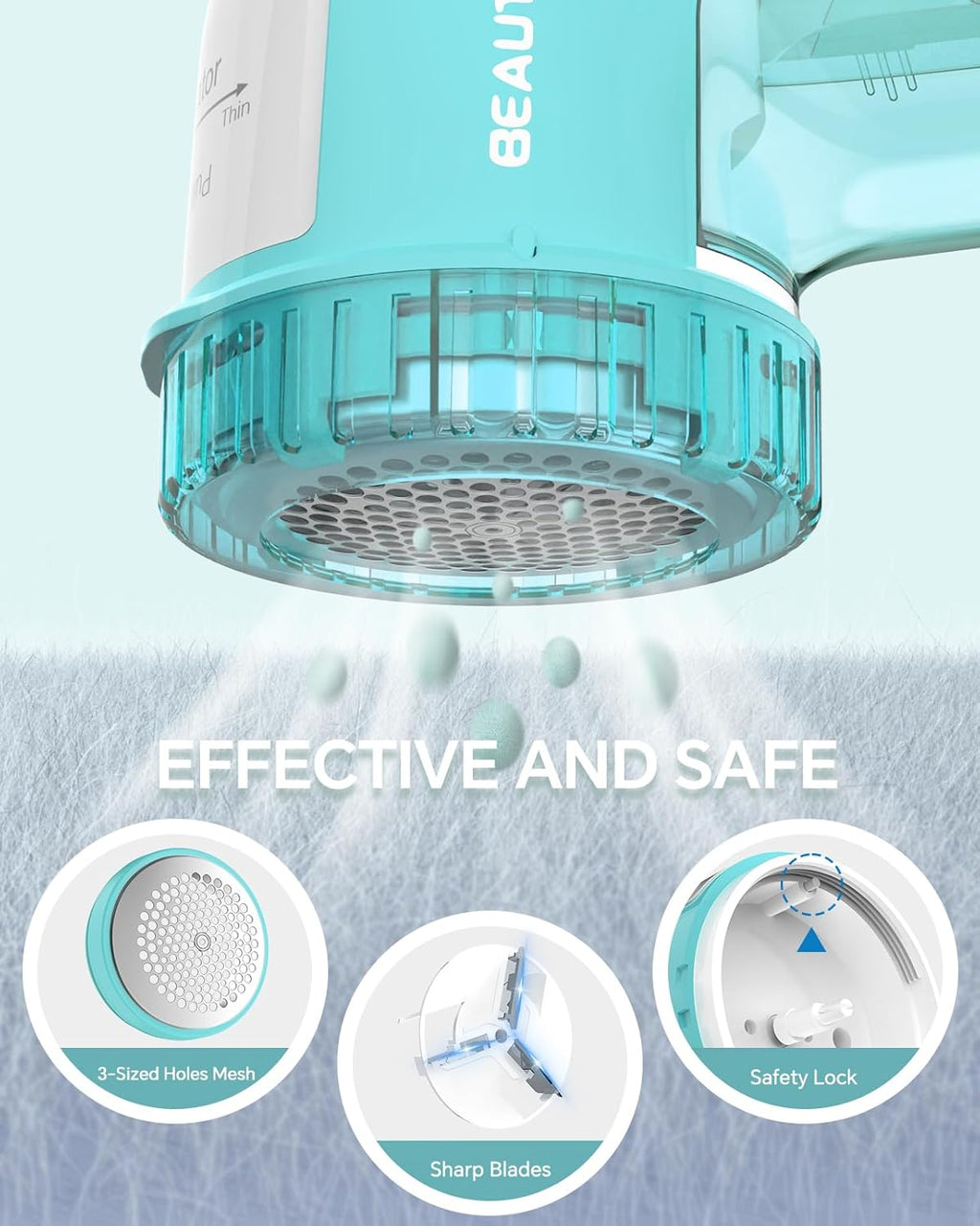 Beautural Fabric Shaver - Lint Remover with 2-Speed Settings & Replaceable Blades | Battery Operated, Ideal for Sweaters & Clothes