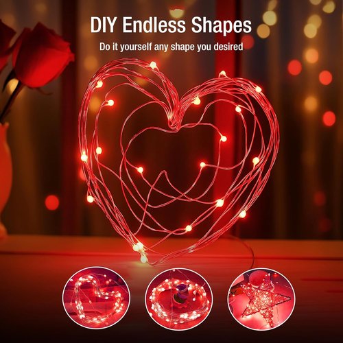 20 Pack Fairy Lights - Battery Operated 7ft LED Twinkle Lights | Waterproof Mini String Lights for Mason Jars, Vases, DIY Party & Wedding Decor - Red