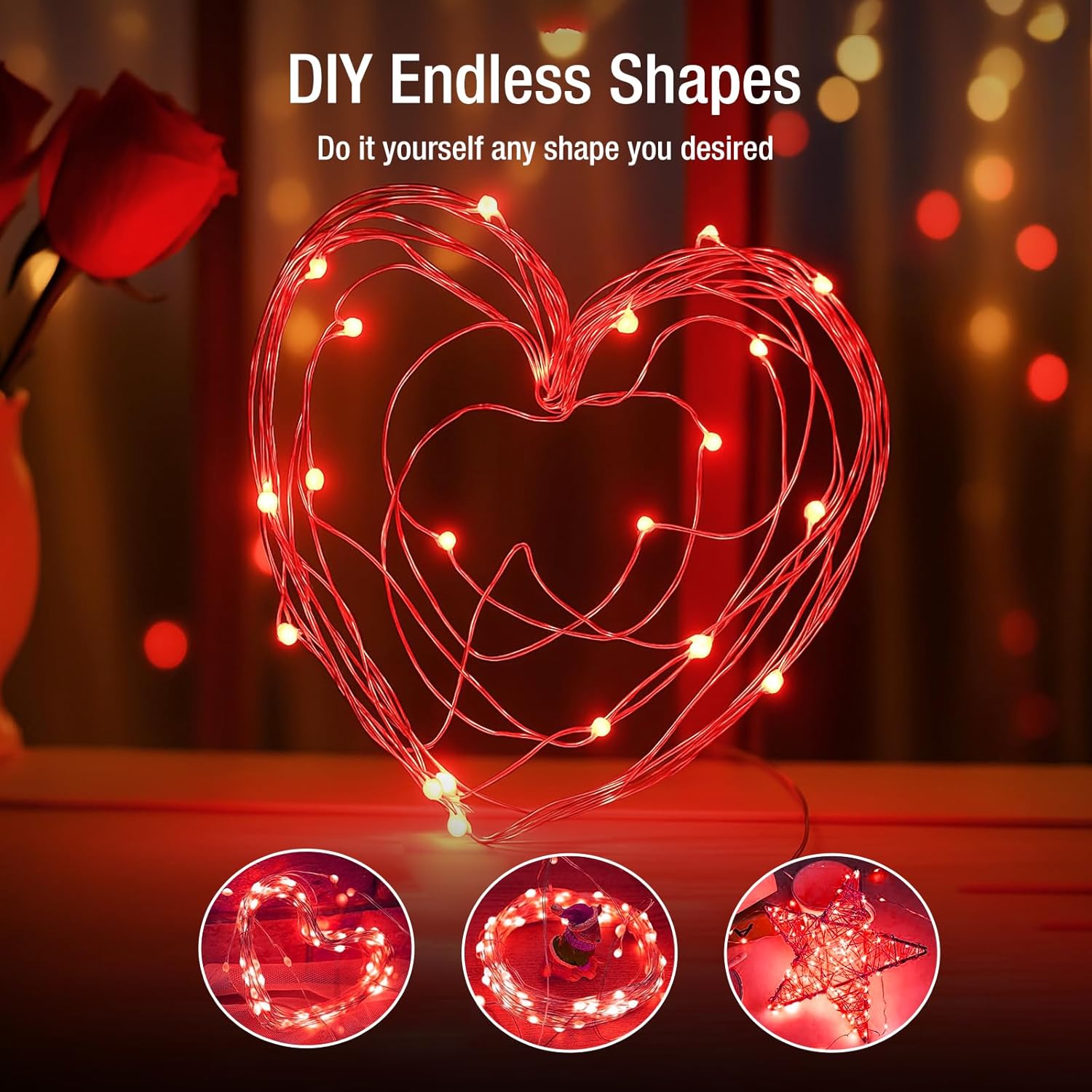 Skiennix 6 Pack Fairy Lights - 7ft 20 LED Waterproof Twinkle String Lights for DIY Party Decor | Red