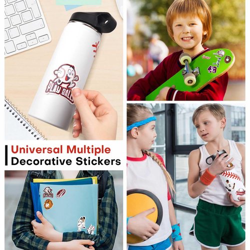 NJGCPRO Baseball Water Bottles for Boys, Stainless Steel Baseball Water Bottle Gifts Stuff for Boys & Kids with 50Pcs Stickers (18OZ)