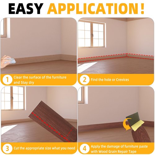 GSCIT Club Wood Tape, 2.4 inch X 15ft Self Adhesive Cherry Wood Grain Repair Tape Cherry Repair Patch for Tables, Chairs, Baseboards, Doors, Windows