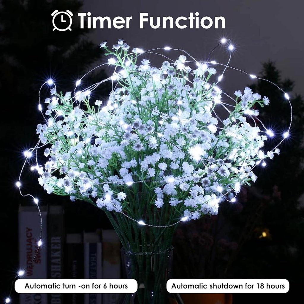 Skiennix 2-Pack Battery Operated Fairy Lights - 33FT 100 LED Waterproof String Lights | 8 Modes with Timer for Indoor/Outdoor Decor (Cool White)