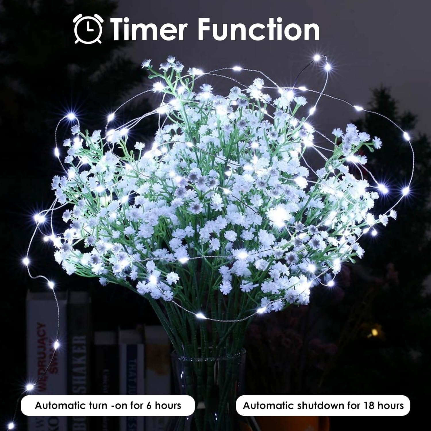 Skiennix 2-Pack Battery Operated Fairy Lights - 33FT 100 LED Waterproof String Lights | 8 Modes with Timer for Indoor/Outdoor Decor (Cool White)