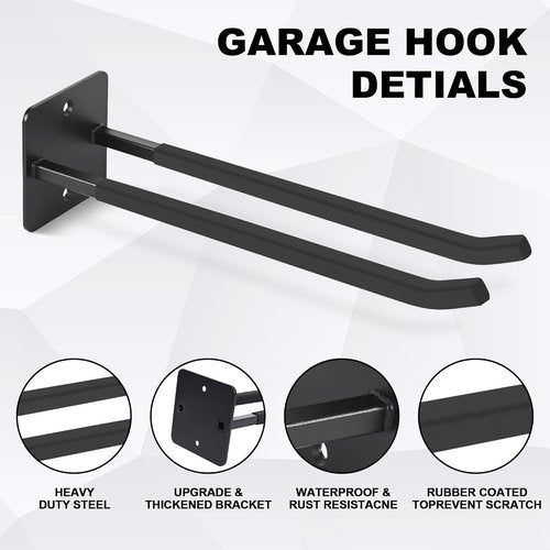 **Skiennix 14-Inch Heavy-Duty Garage Hooks - Extra Large Wall Mount Tool Organizer for Tires, Ladders & More**