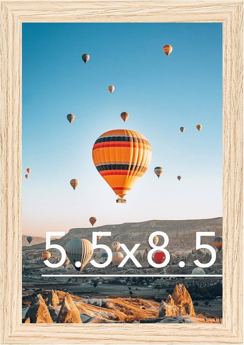 JCJMY Picture Frame - 5.5x8.5 Wall & Tabletop Display | Shatter-Resistant Plexiglass, Natural Finish