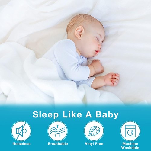 Lunsing Waterproof Queen Mattress Protector - Breathable Pad Cover for 6-18 Inch Depth | White