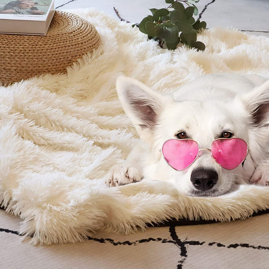 Tuddrom Faux Fur Throw Blanket - Extra Soft & Cozy Microfiber Fleece | 50" x 60", Cream White