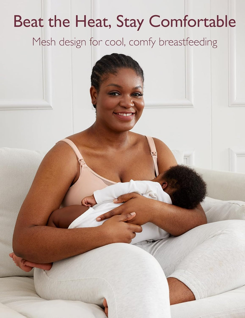 Momcozy Nursing Bra - Breathable Mesh Comfort for Maternity | Medium Size U-Shaped Full Body Pillow