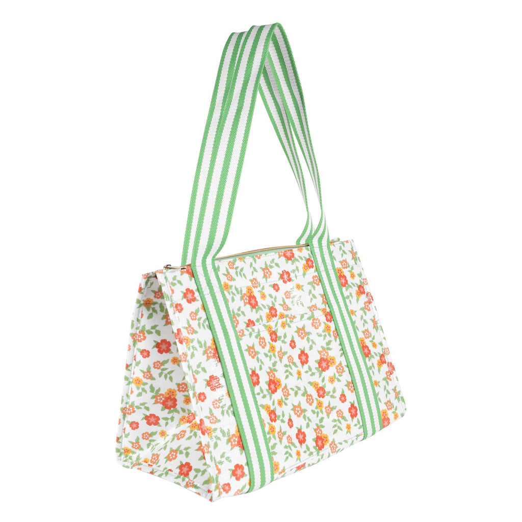 Martha Stewart Large Lunch Bag, Insulated Lunch Box for Women, Small, Water-Resistant with Comfortable Carry Straps, Small Cooler Measures 14" x 8" x 10", Floral Cloud Dancer