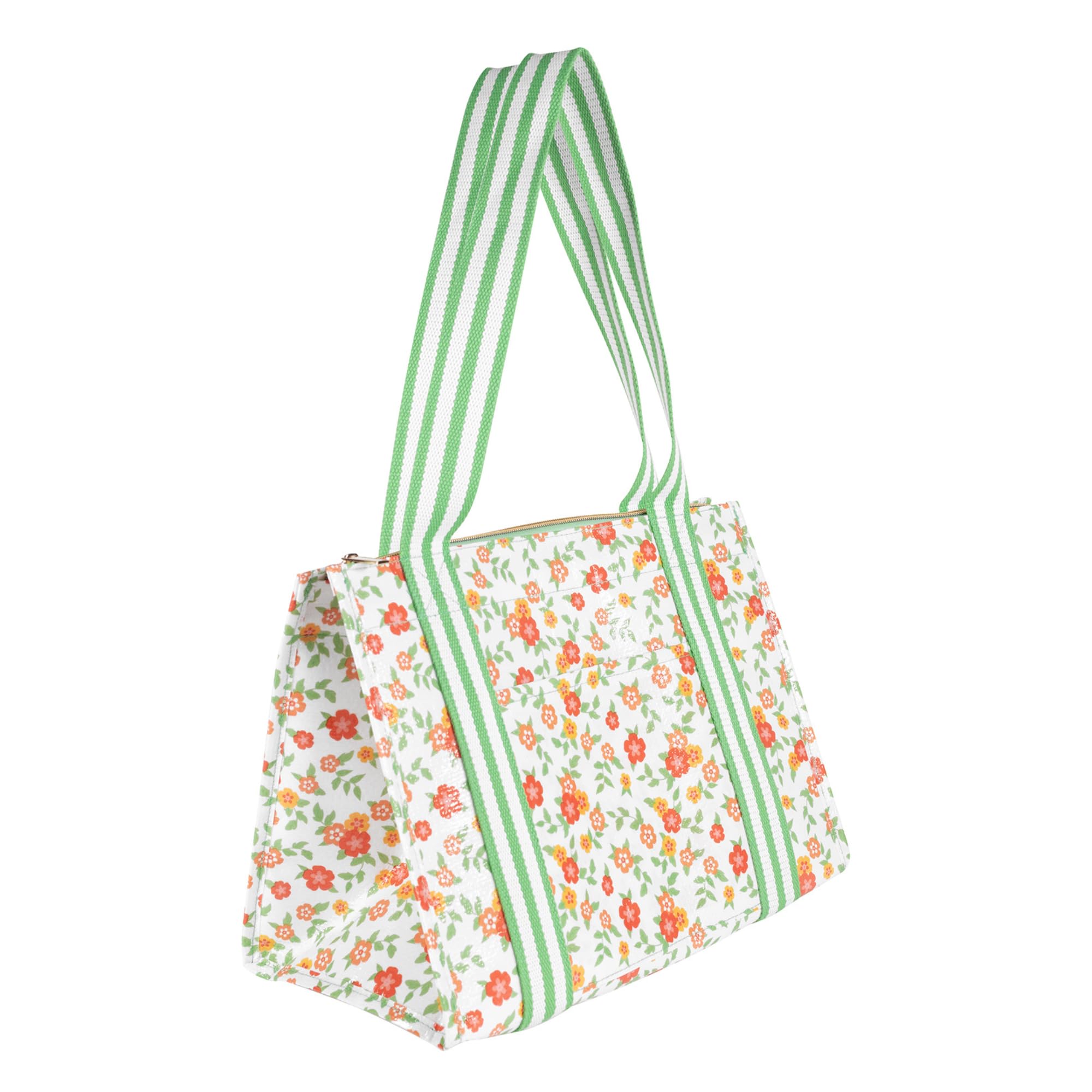 Martha Stewart Large Lunch Bag, Insulated Lunch Box for Women, Small, Water-Resistant with Comfortable Carry Straps, Small Cooler Measures 14" x 8" x 10", Floral Cloud Dancer