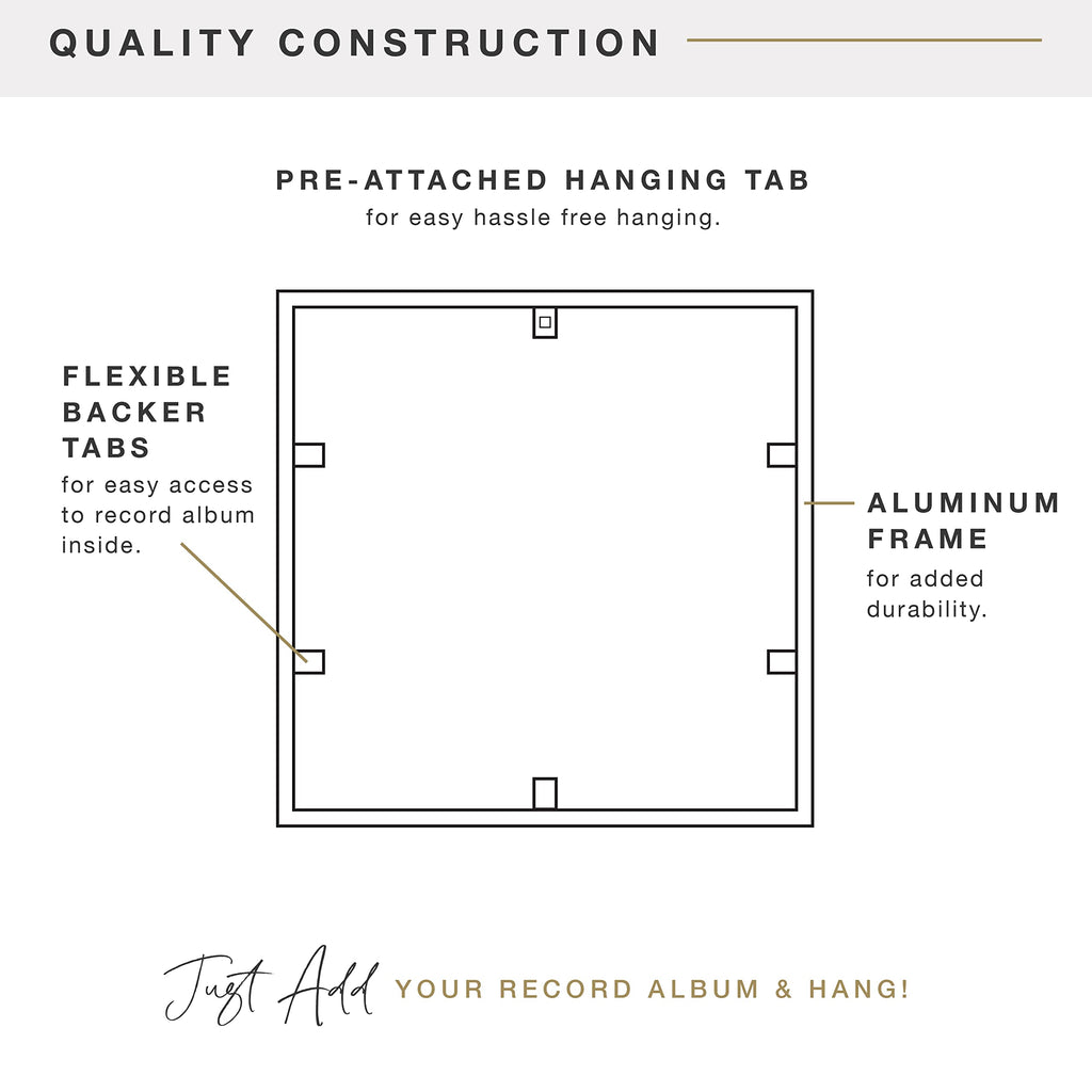 MCS Gallery Aluminum 12.5x12.5 Inch Album Cover Frame (6pk), Black (65506)