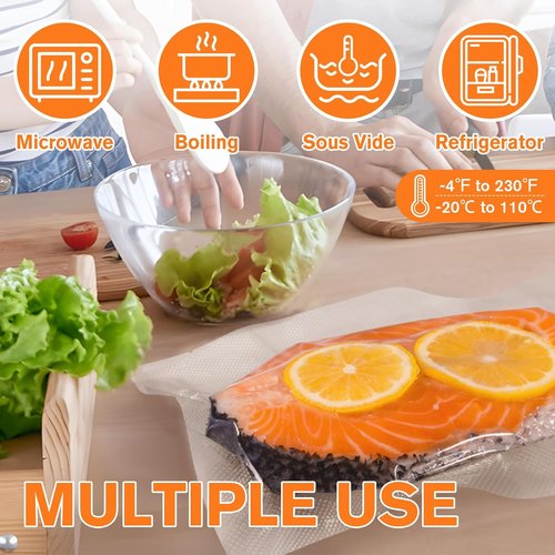 FUNFERY Vacuum Sealer Bags - Precut 200 Quart, 8" x 12" | BPA-Free for Long-Term Food Storage & Sous Vide