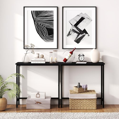 HollyHOME Narrow Console Table, 29.5" Slim Entryway Table, Sofa Stand, Hallway Shelf for Hallway, Bedroom, Living Room, Foyer, Black