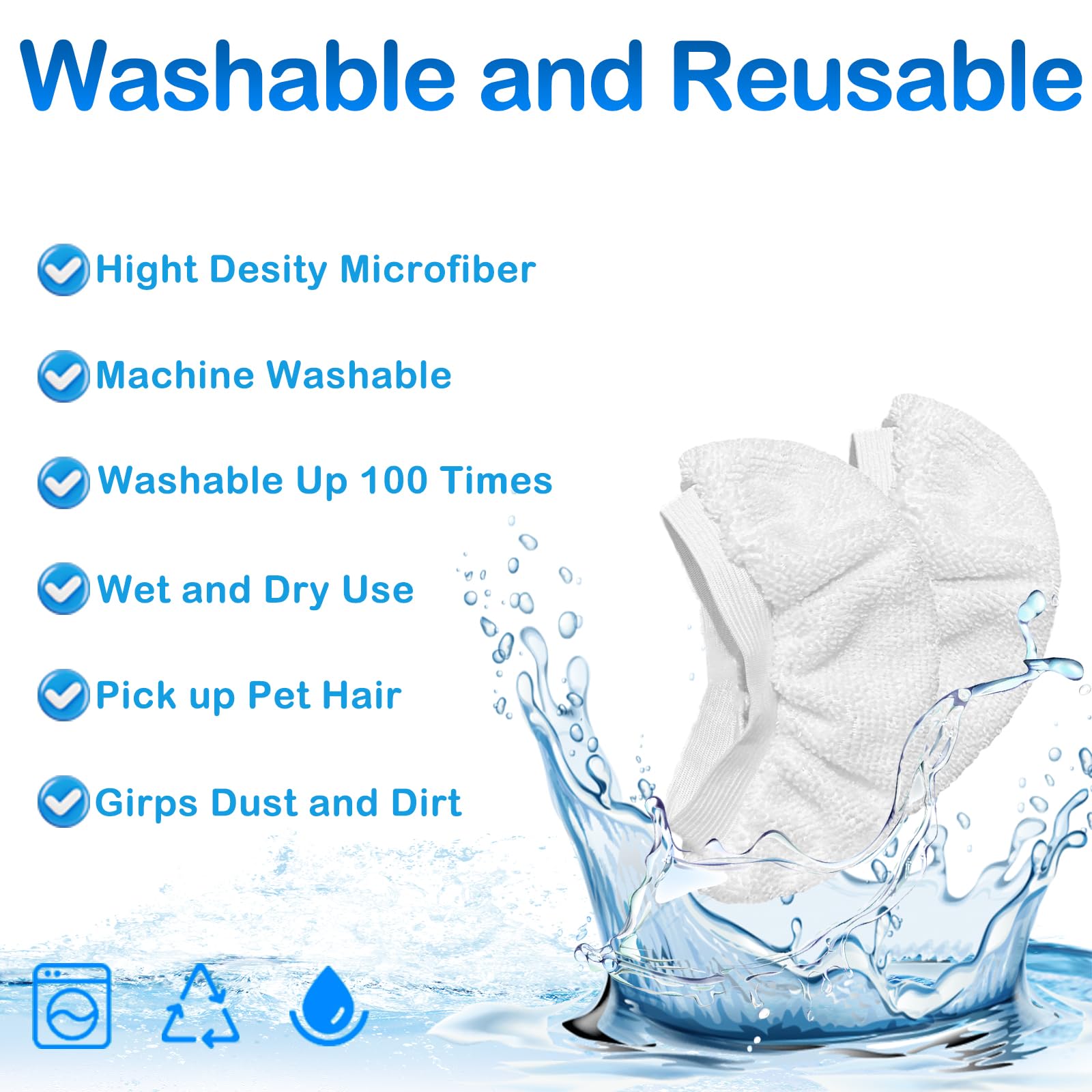 Yicotira 8 Pack Steam Cleaner Accessories for Most Handheld Steam Cleaner - Microfiber Cloths Cover Compatible with Bissell Steam Shot, Dupray, PurSteam, Comforday Steam Cleaner