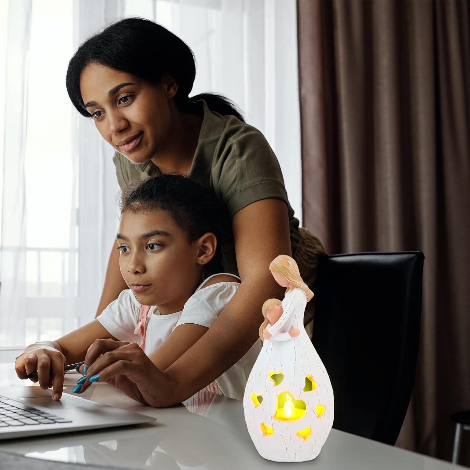 Skiennix Candle Holder Statue - Flickering LED Light for Mom | Perfect Birthday & Mother's Day Gift