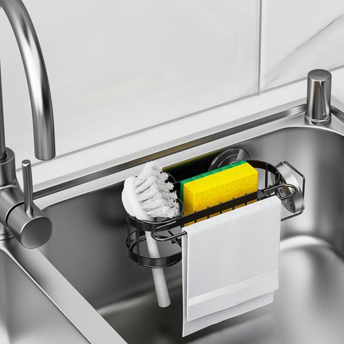 Cisily Kitchen Sink Caddy - Stainless Steel Sponge Holder & Organizer | 2 Installation Options