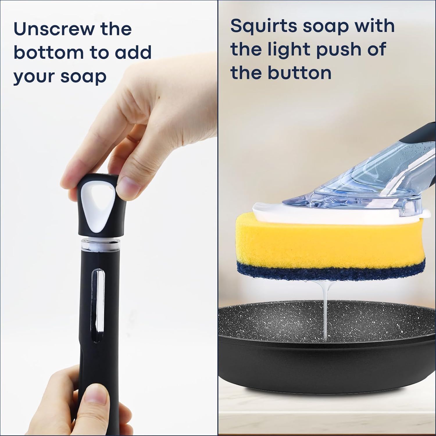 Skiennix Dish Brush Set - Soap Dispenser with 2 Sponge Refills & Holder | Ideal for Pots, Pans, and Dishes