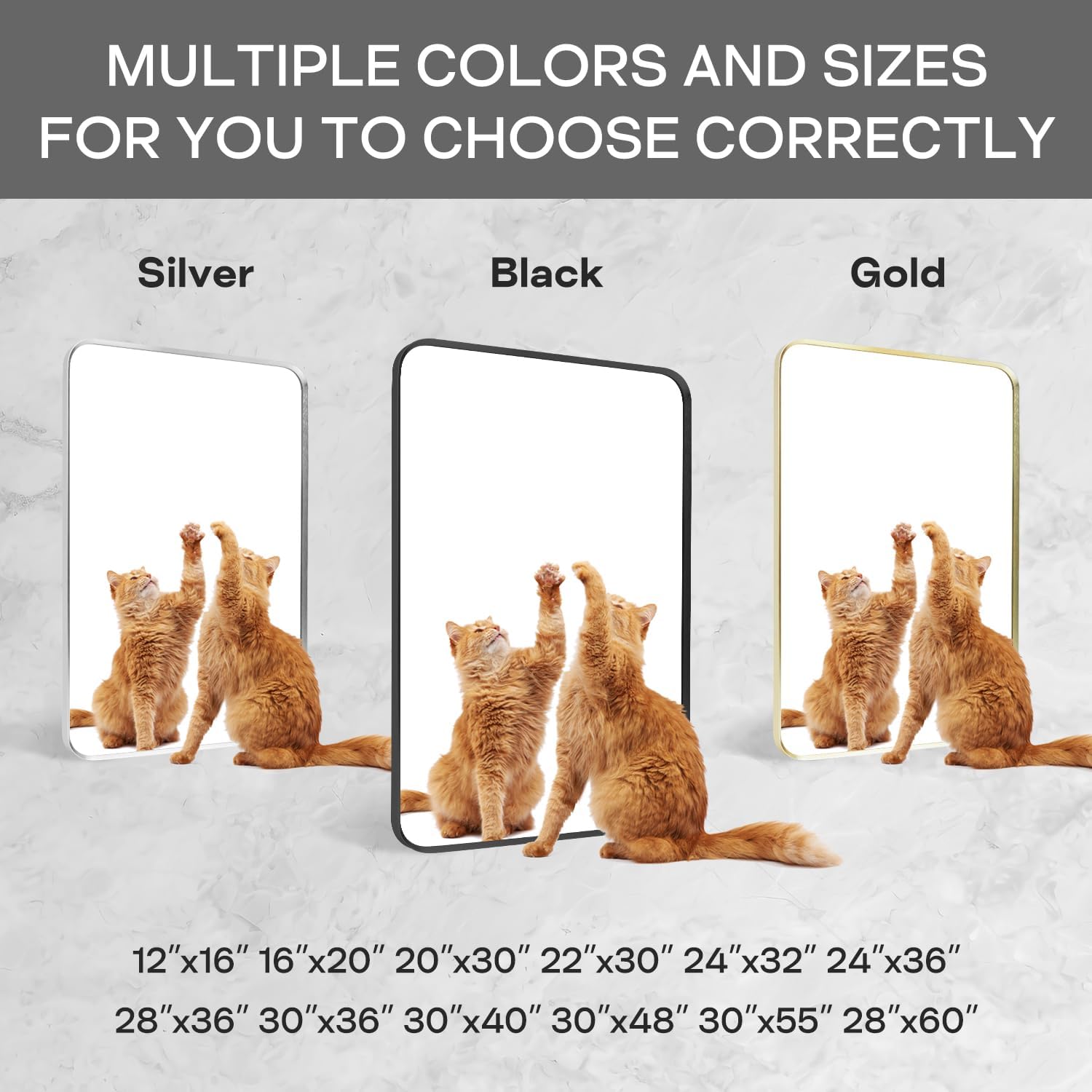 Regine Switzerland Black Framed Bathroom Mirror - Matte Rounded Corner Design | 24" x 32" Tempered Glass