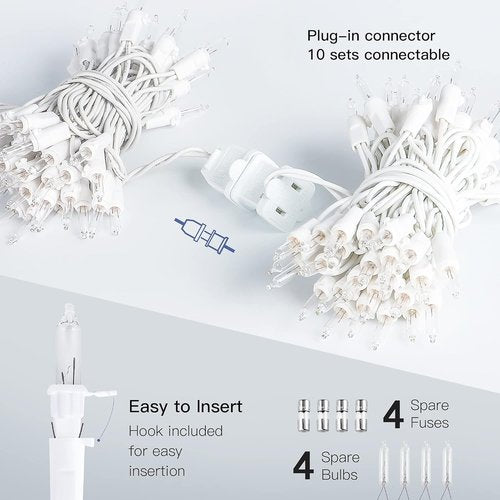 Hopolon 50-Count Clear Christmas Lights Set - Mini String Lights for Holiday & Wedding Decor | Warm White