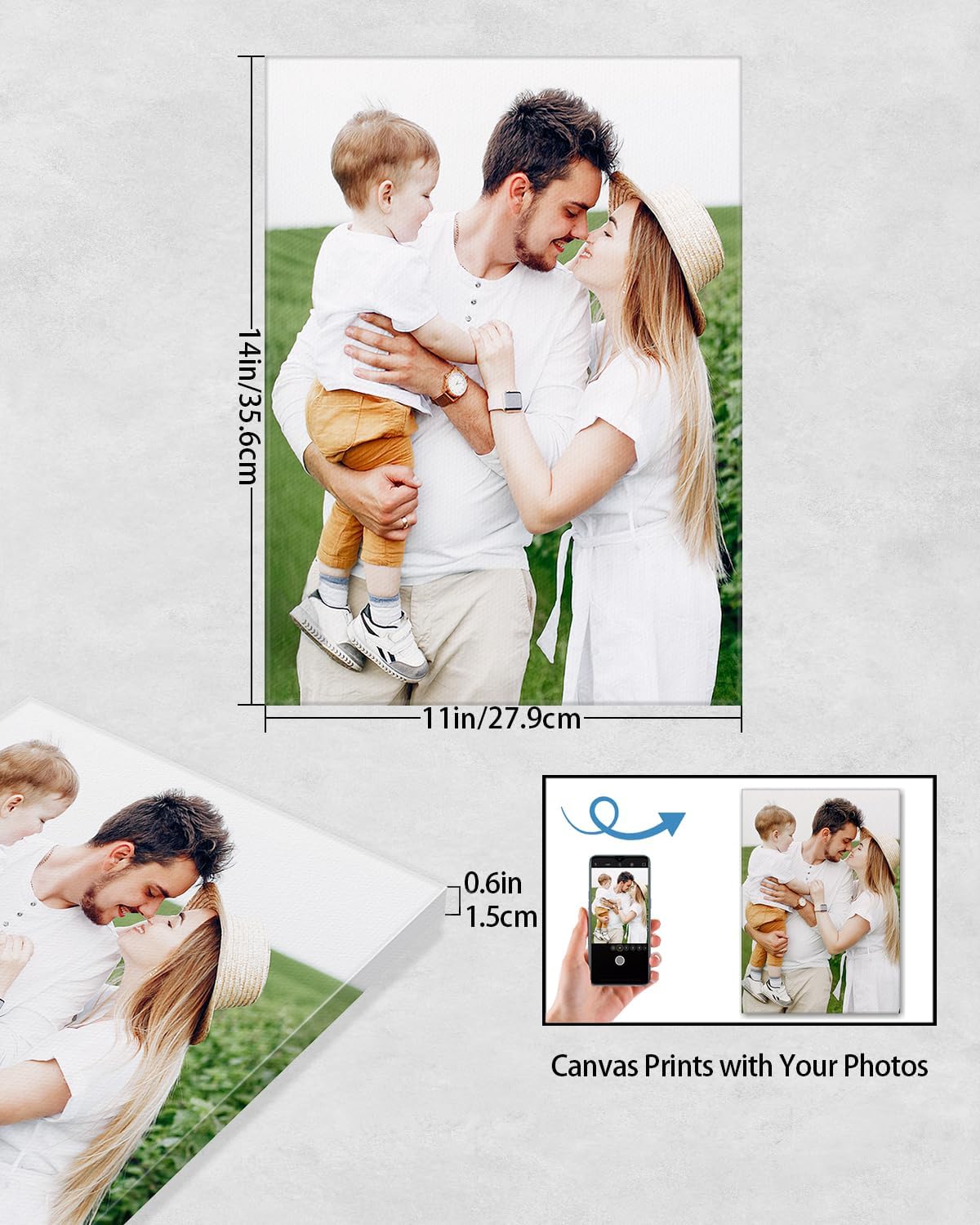 Skiennix Personalized Custom Canvas Wall Art - Framed 11x14 Photo Prints for Living Room, Bedroom & Gifts